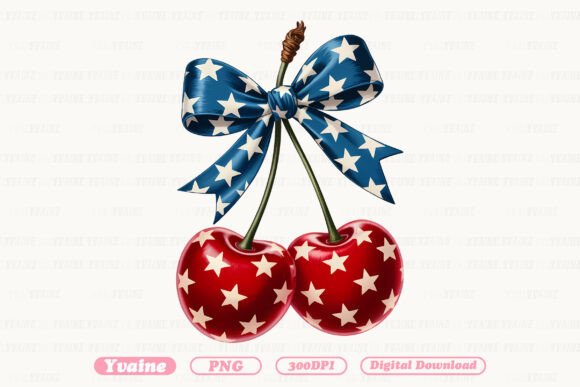 4th of July Cherry America Coquette PNG: A Sweet Patriotism