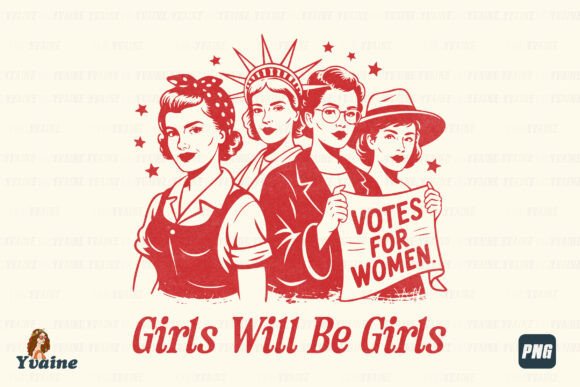 4th of July Retro Pinup USA Girls PNG: Vintage Strength for Modern Design