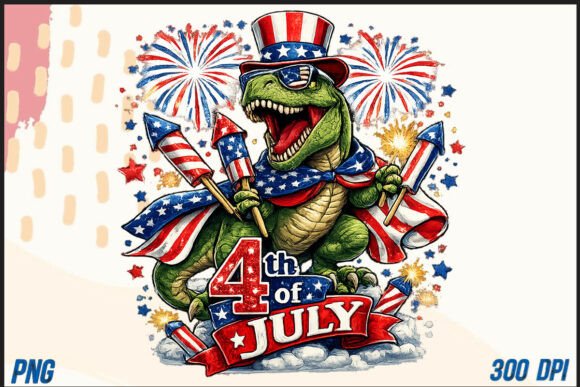 4th of July T-Rex Sublimation PNG: Your Ultimate Patriotic Design Asset