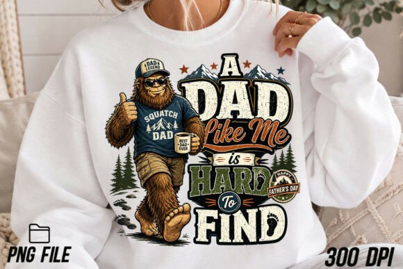 A Dad Like Me Bigfoot Father Day PNG for Creative Projects