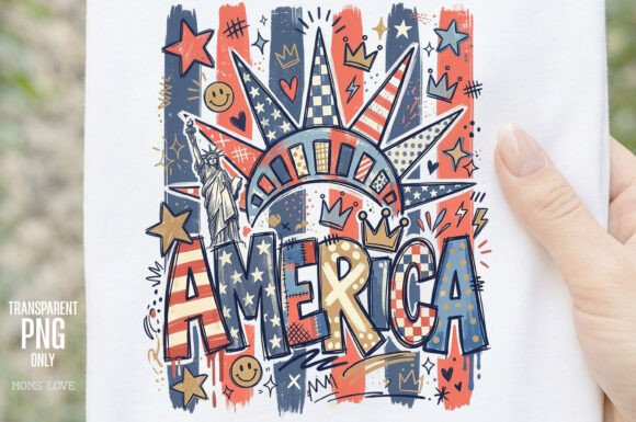 America Statue of Liberty PNG: Bold Patriotic Doodle Design