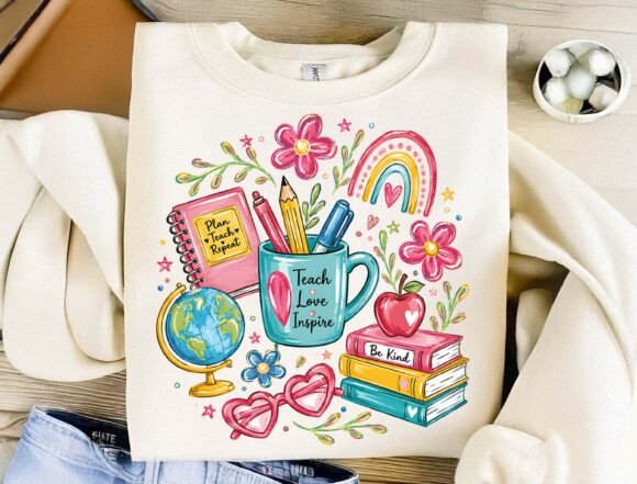 Celebrate Education with the Teach Love Inspire PNG Design