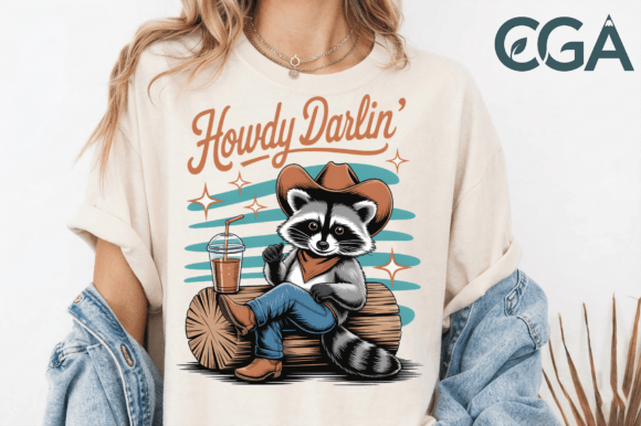Howdy Darlin Raccoon Cowboy PNG: Rustic Charm for Creative Projects