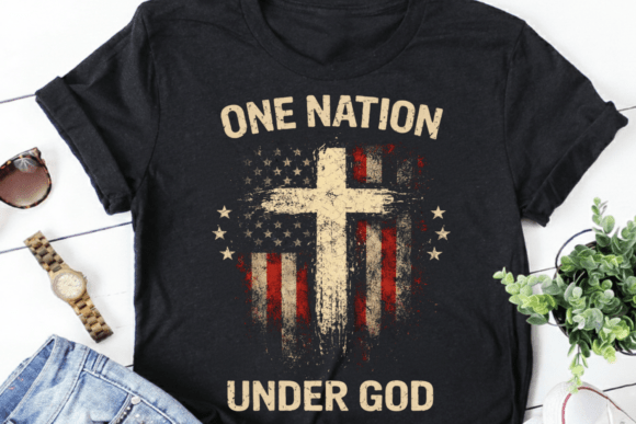 One Nation Under God, Christian USA Flag: Faith & Freedom Design