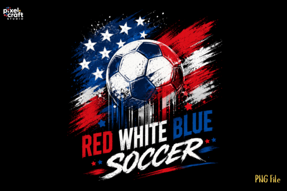 Red White Blue, Patriotic Soccer PNG: A Bold Graphic for Fans