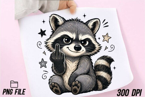 Unleash Sassy Charm: The Middle Finger Cute Raccoon Sarcastic PNG